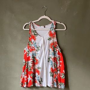 Floral button down swing tank